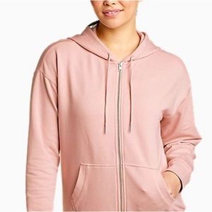 Eddie Bauer, women's full zip hoodie. Pink. Ultrasoft. Four-way stretch.